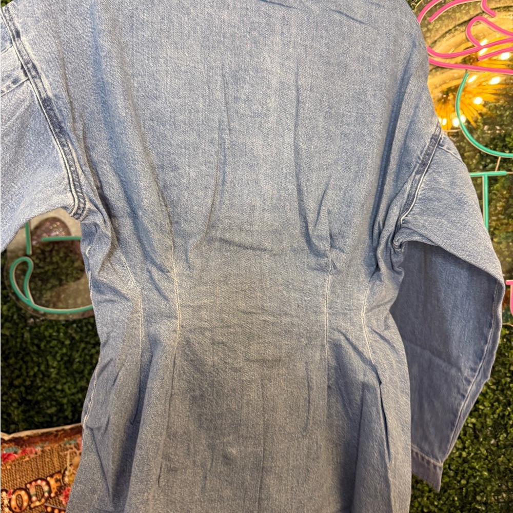 Vibrant‎ M.I.U. Denim Button-Up Long Sleeve Fitted Waist Shirt Dress NWT - Picture 5 of 8